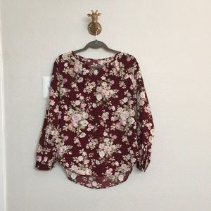 Lightweight Burgundy Floral Blouse